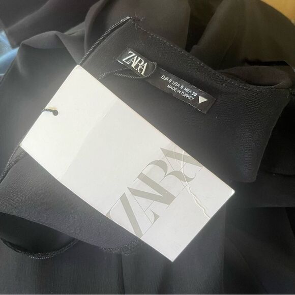 Zara Black Long Sleeve Mini Dress Sz Small NWT - Picture 7 of 8